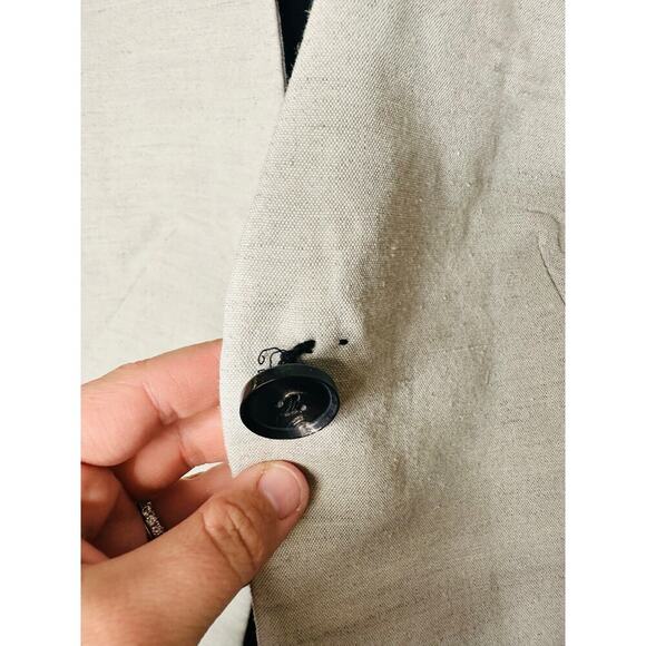 Co Beige Wool Hemp Blend Peplum Bell Sleeves One Button Blazer Jacket Size Small - Picture 14 of 15